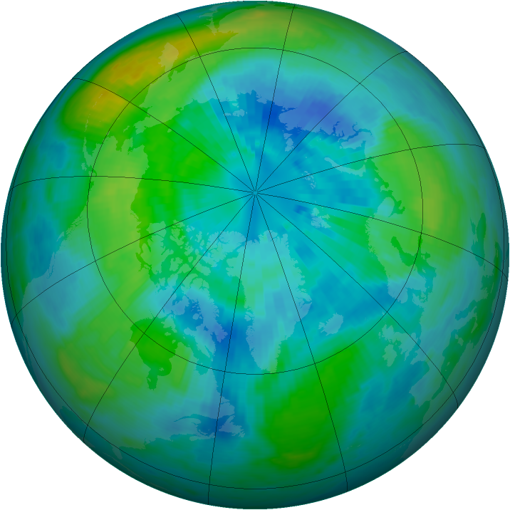 Arctic ozone map for 25 September 1985